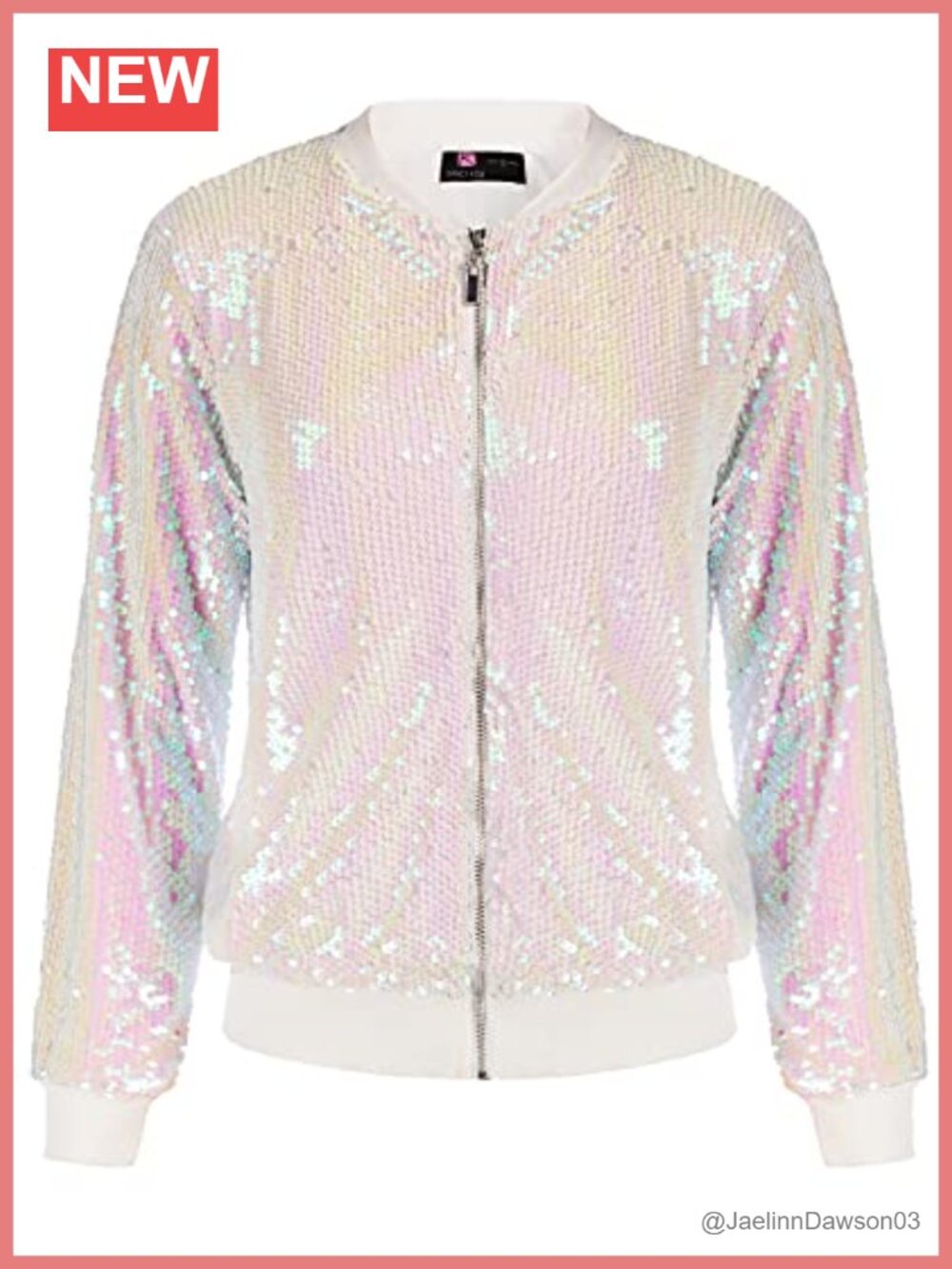 Womens Sequin Bomber Jacket Long Sleeve Zip Party Blazer with Pockets